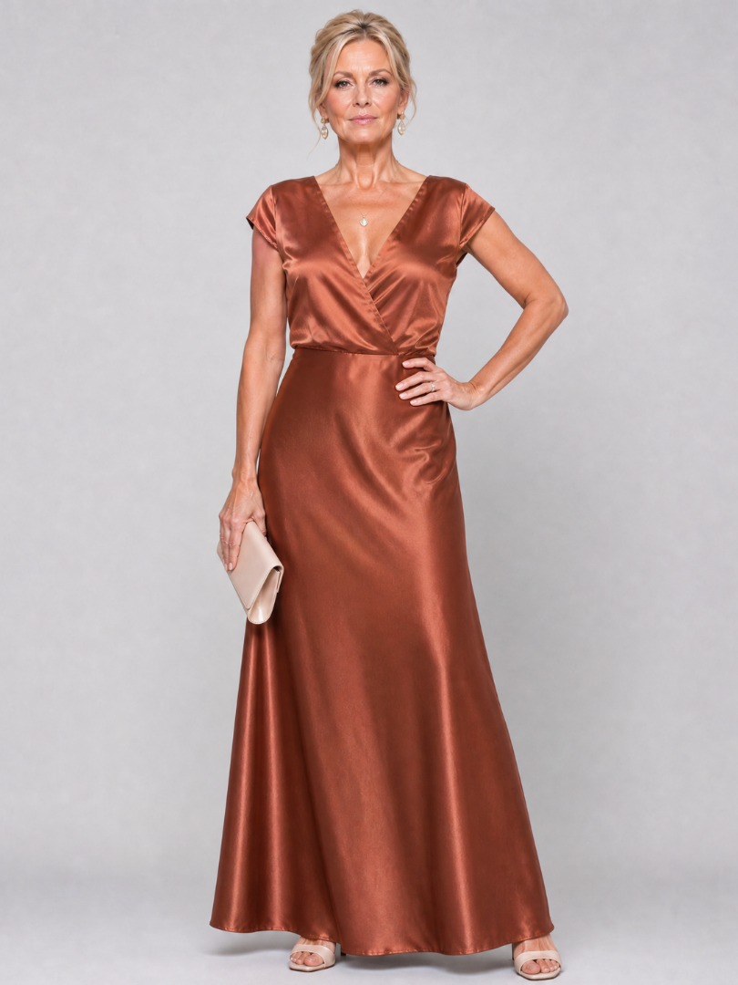 Samouse Cap Sleeve Wrap Bodice Maxi Dress by Roseworth London