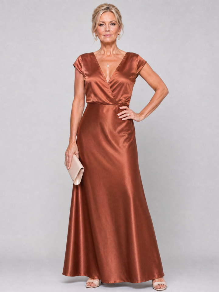 Samouse Cap Sleeve Wrap Bodice Maxi Dress by Roseworth London