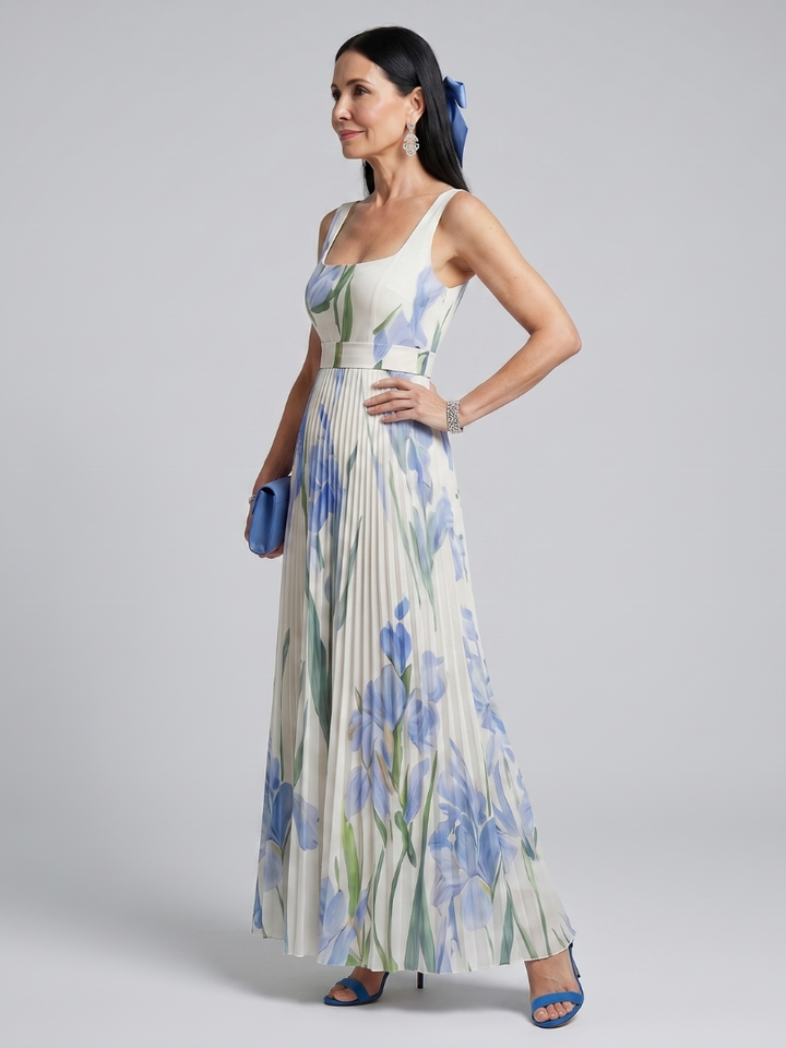 Ophelia Sleeveless Square Neck Floral Print Midi Dress by Roseworth London