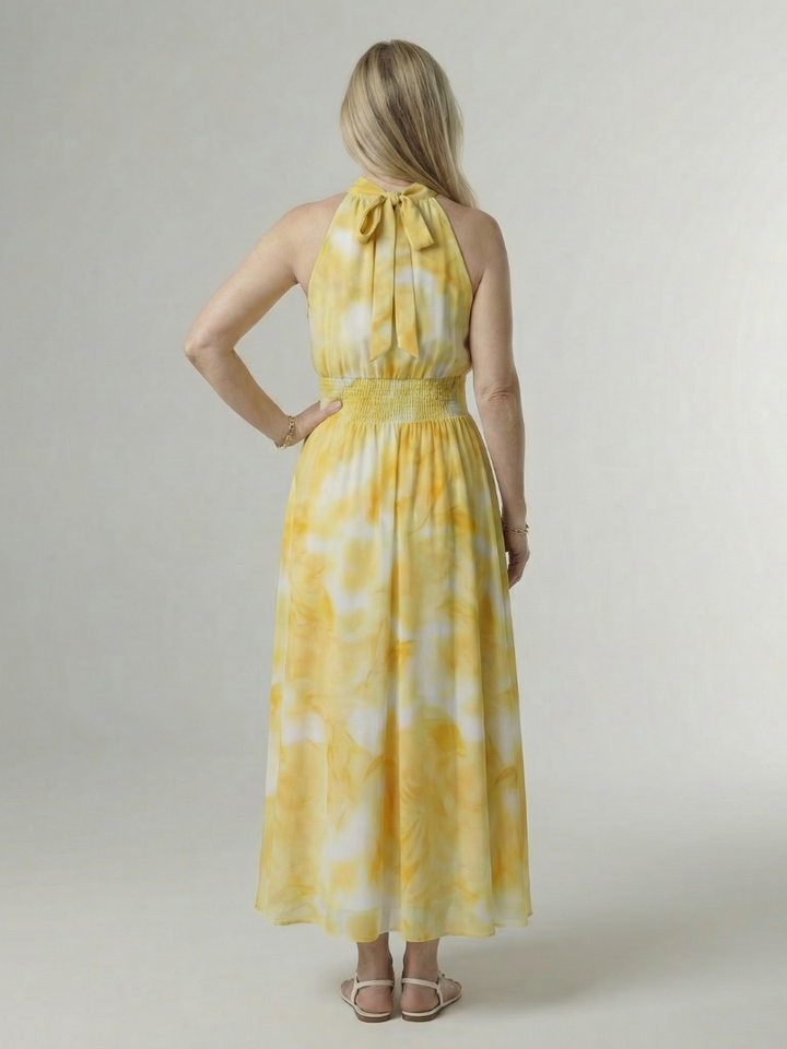 Sylin Gathered Halter Midi Dress by Roseworth London