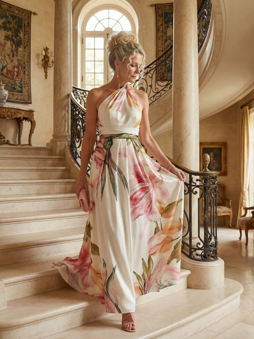 Amiel Light Floral Maxi Dress by Roseworth London