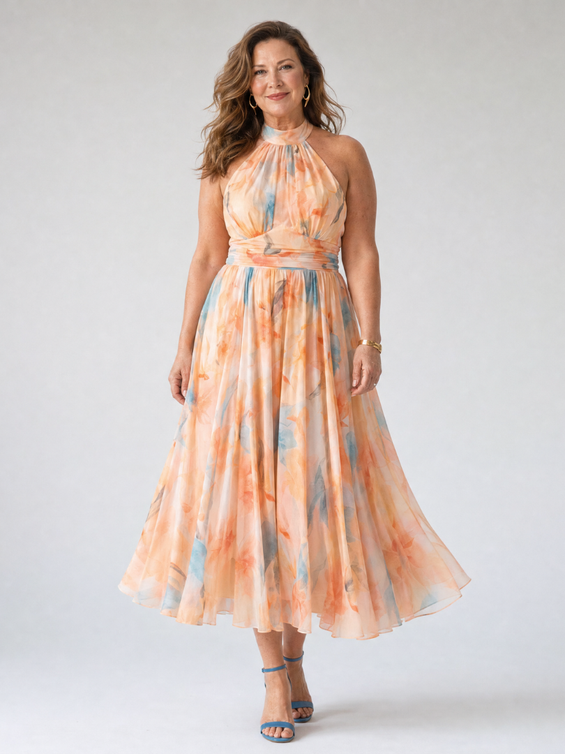 Elin Soft Halter Midi Dress by Roseworth London