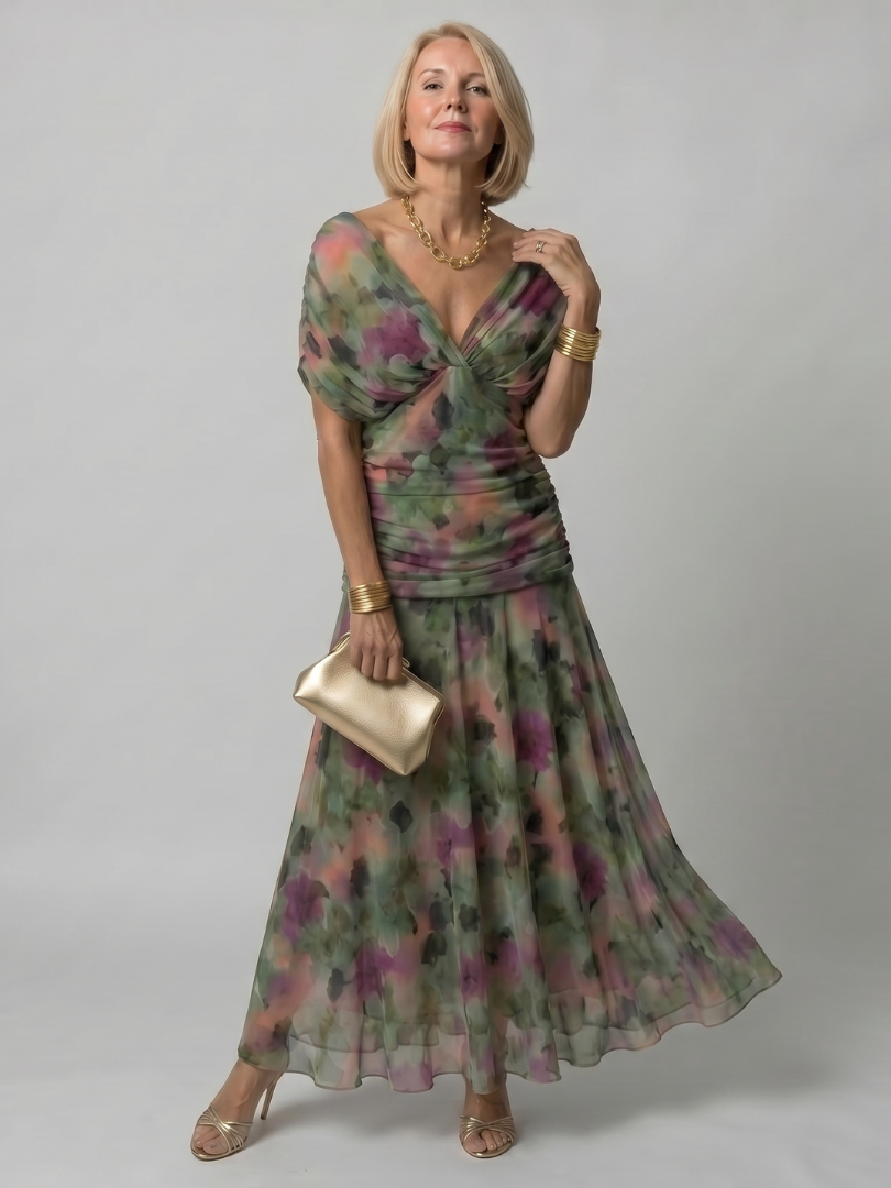 Calen Off Shoulder Flow Midi Dress by Roseworth London
