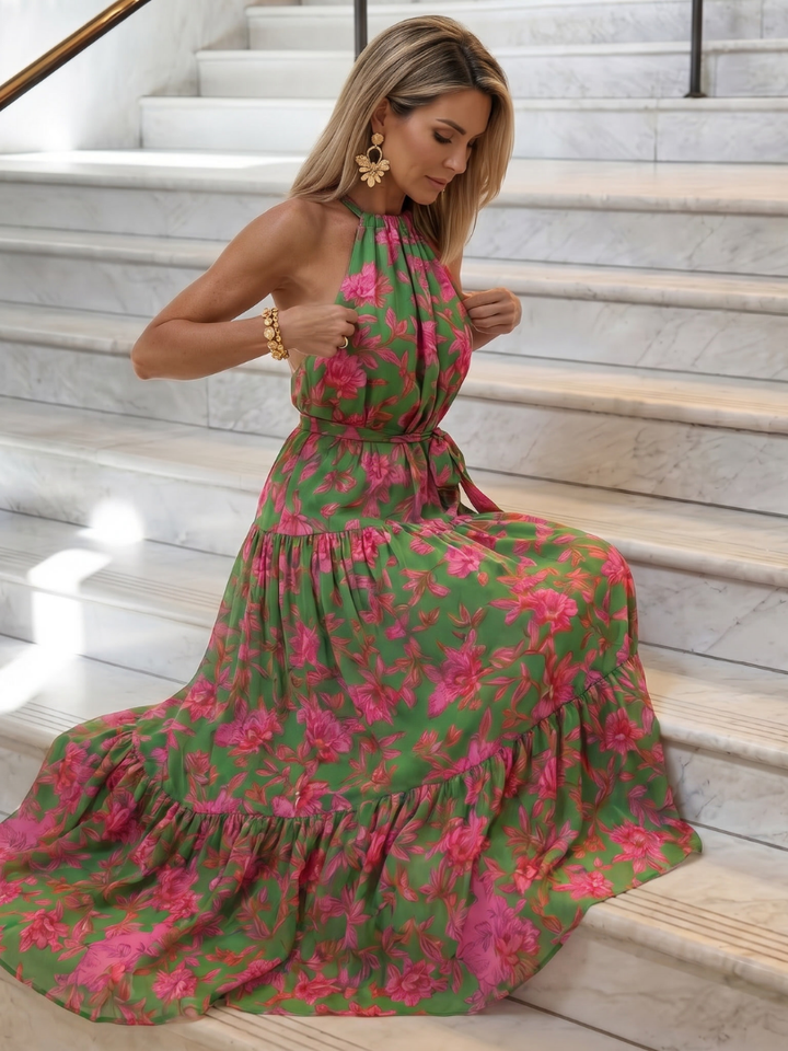 Rowen Draped Halter Midi Dress by Roseworth London