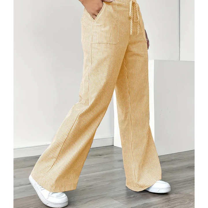 AMBER STRIPED TROUSERS WITH POCKETS