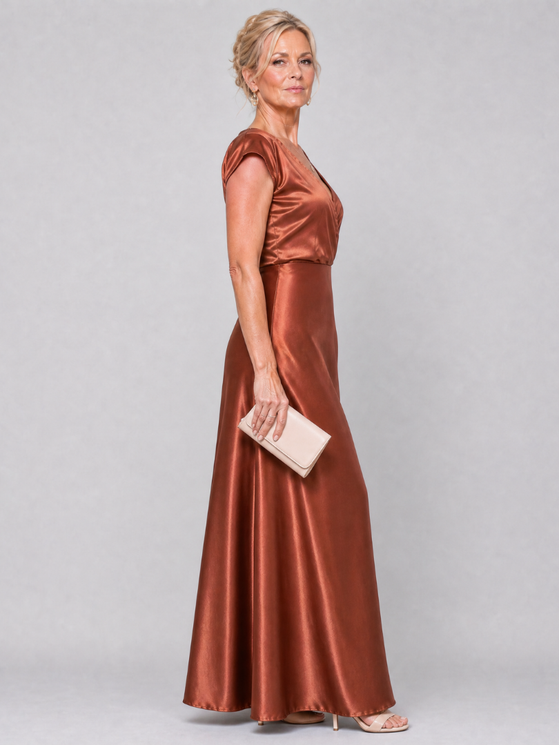 Samouse Cap Sleeve Wrap Bodice Maxi Dress by Roseworth London