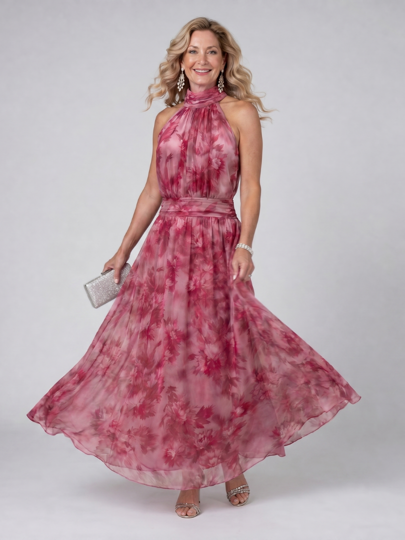 Avien Soft Halter Neck Midi Dress by Roseworth London