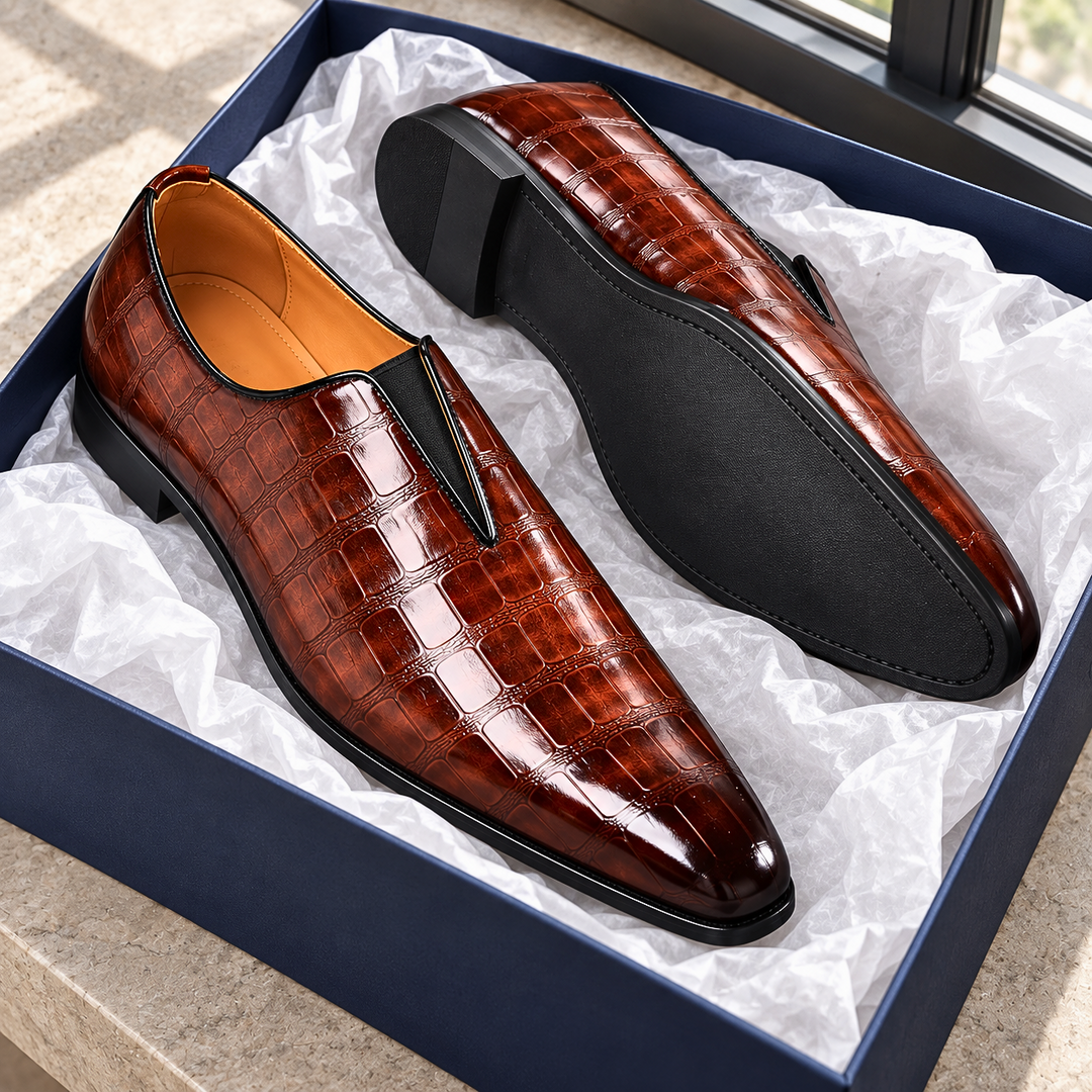 Renzo Croc-Embossed Loafers