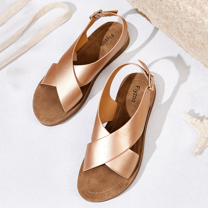 Willow | Flat Cross-Strap Sandals