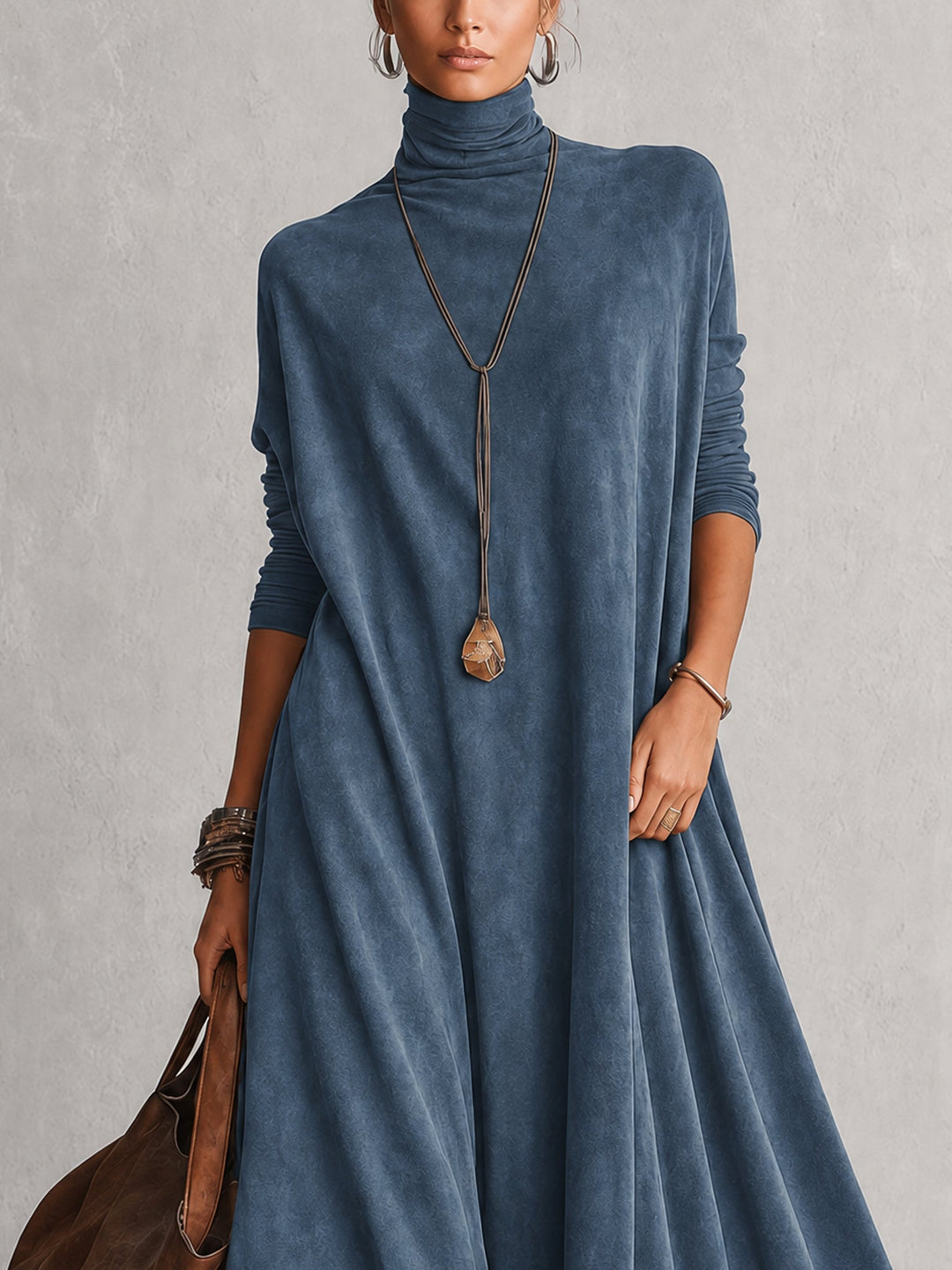 Brunella Lace-Hem Suede-Effect Maxi Dress