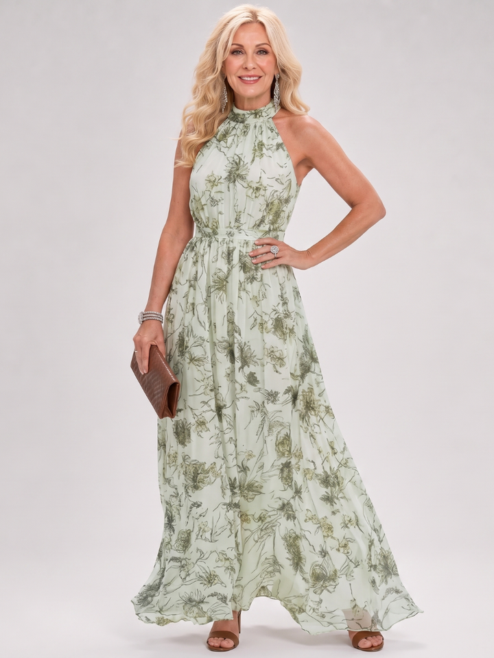 Guinevere Floral Print Flowing Skirt Midi Dress by Roseworth London