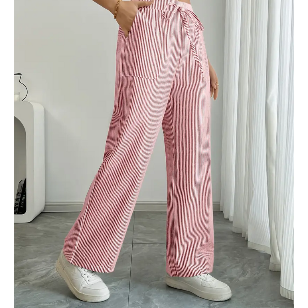 AMBER STRIPED TROUSERS WITH POCKETS