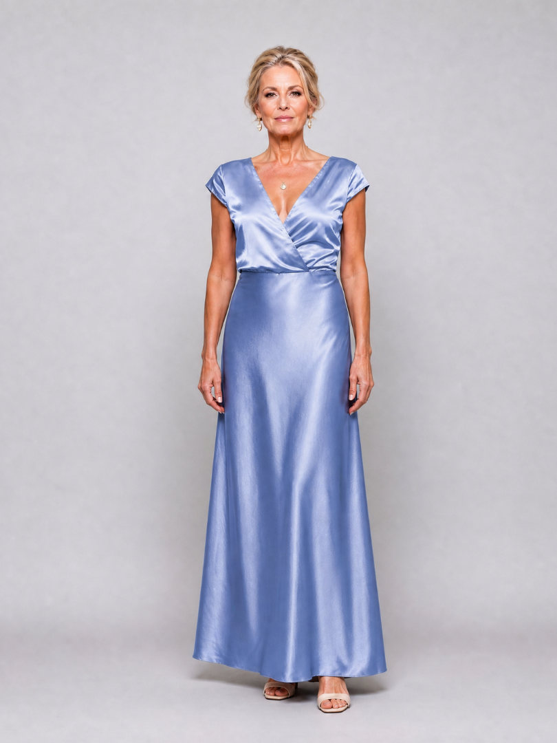 Samouse Cap Sleeve Wrap Bodice Maxi Dress by Roseworth London