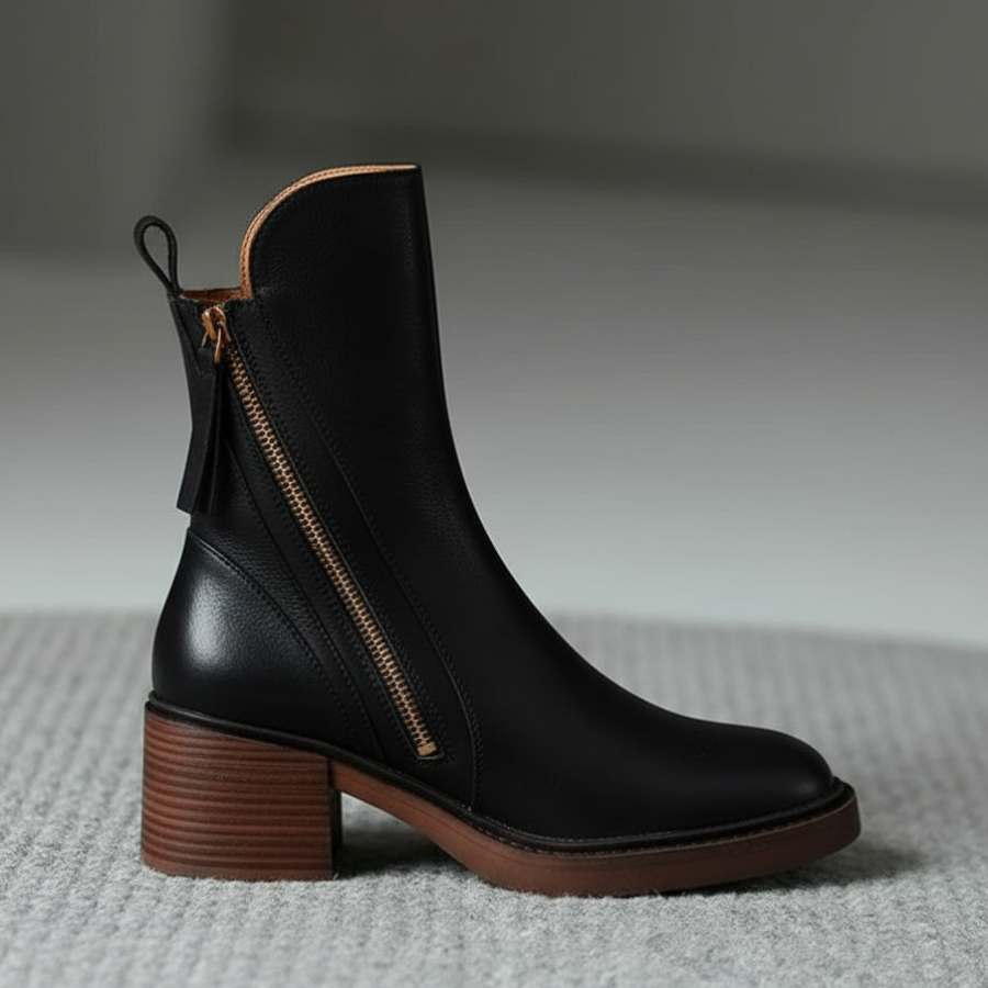 Pernelle Leather Block-Heel Boots