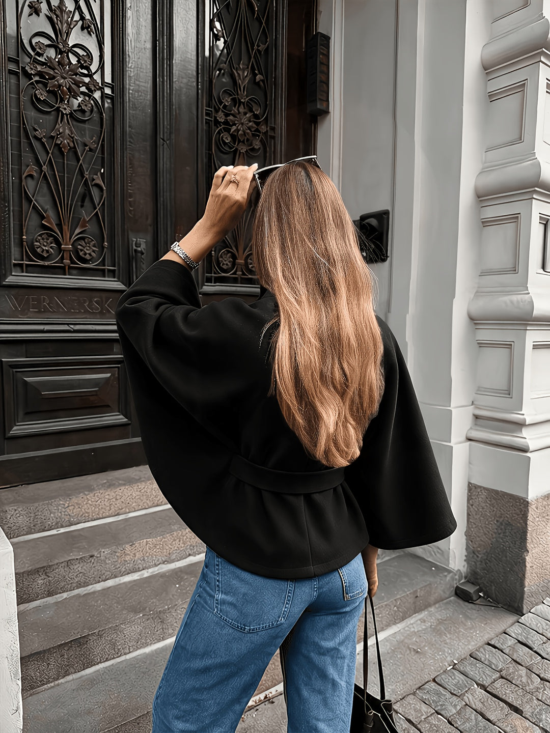 Elodie Button-Front Cape Coat