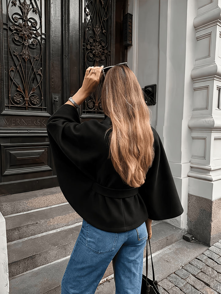 Elodie Button-Front Cape Coat