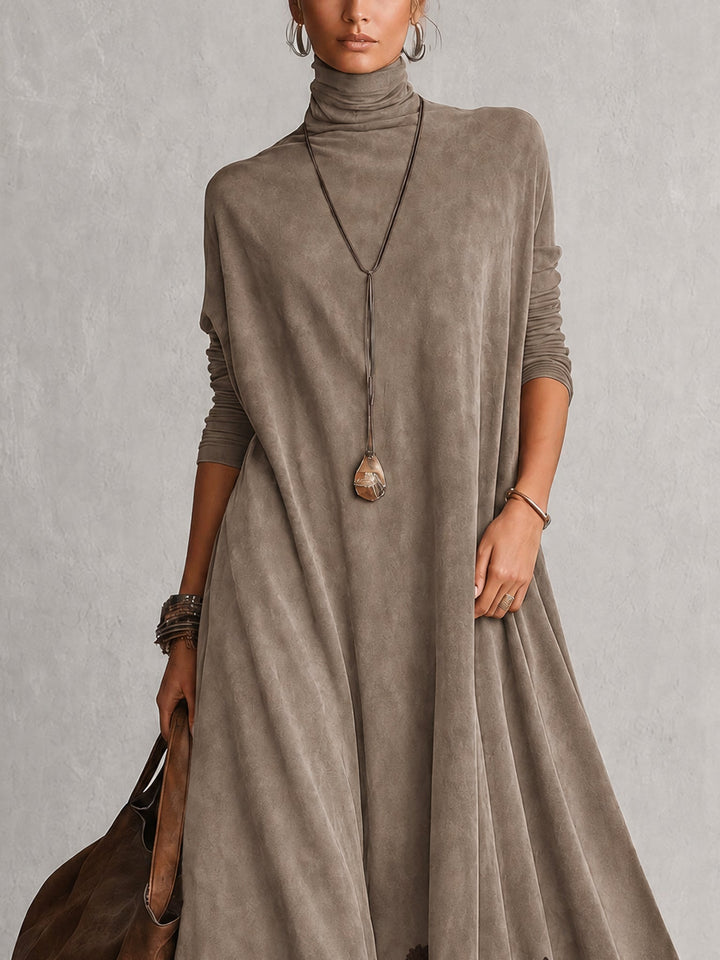 Brunella Lace-Hem Suede-Effect Maxi Dress