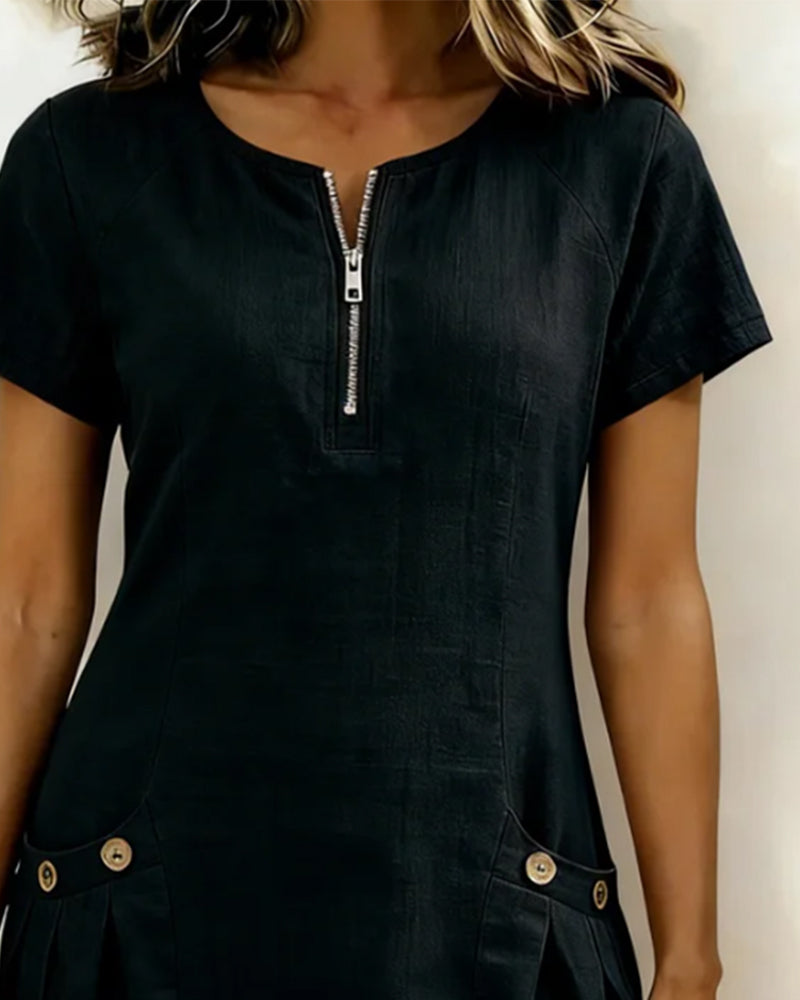 Linn Cotton dress with zip fastening