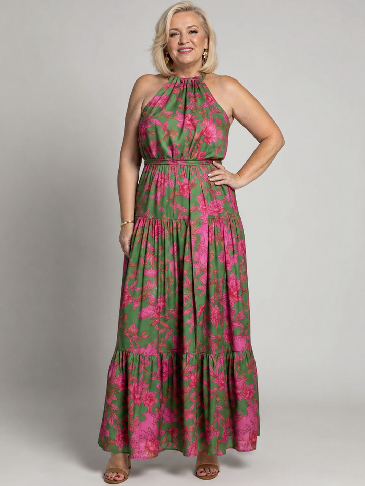 Rowen Draped Halter Midi Dress by Roseworth London