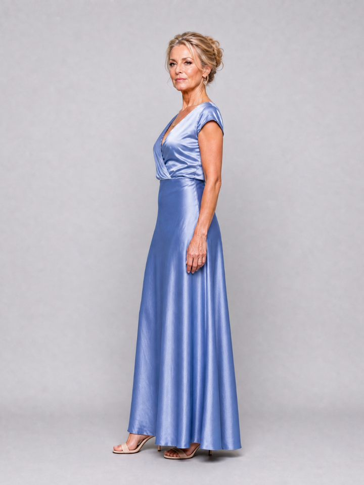 Samouse Cap Sleeve Wrap Bodice Maxi Dress by Roseworth London
