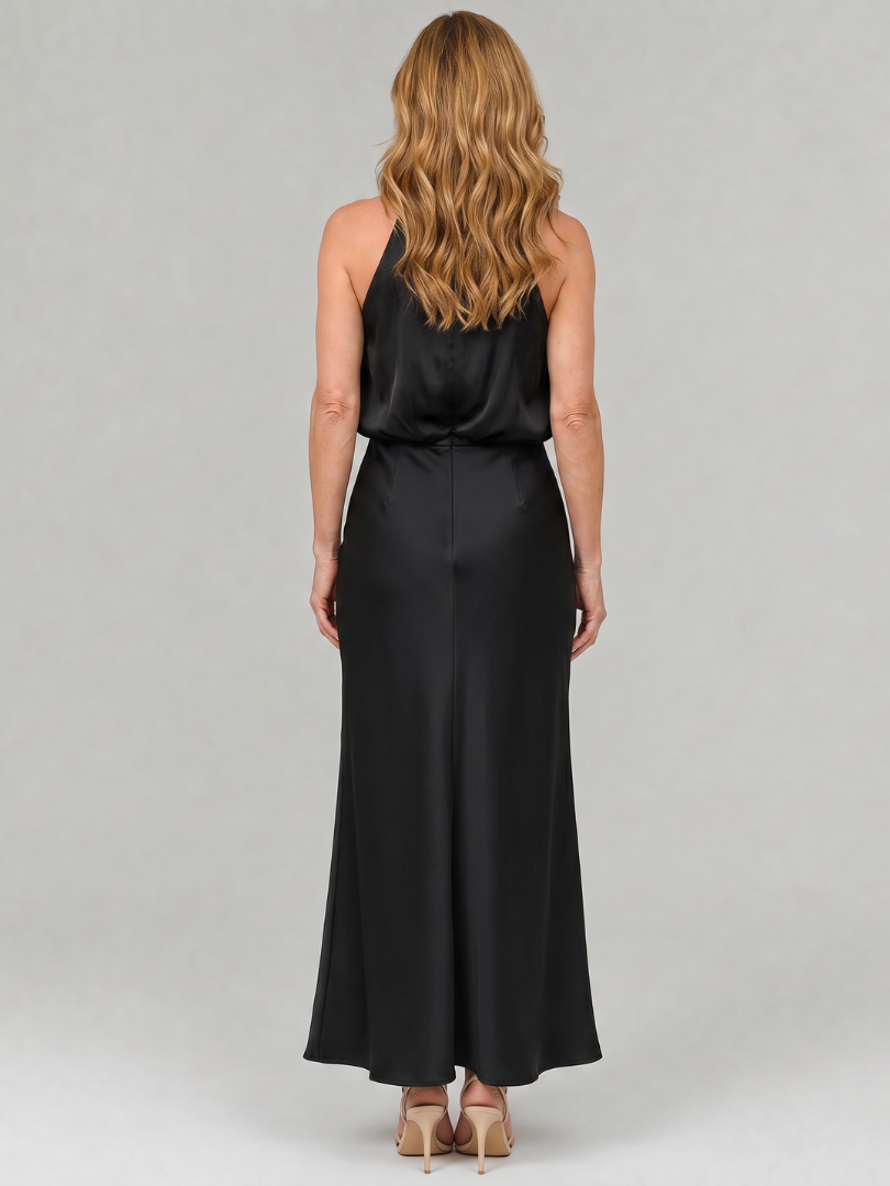 Nopal Sleeveless Draped Neck Midi Dress by Roseworth London