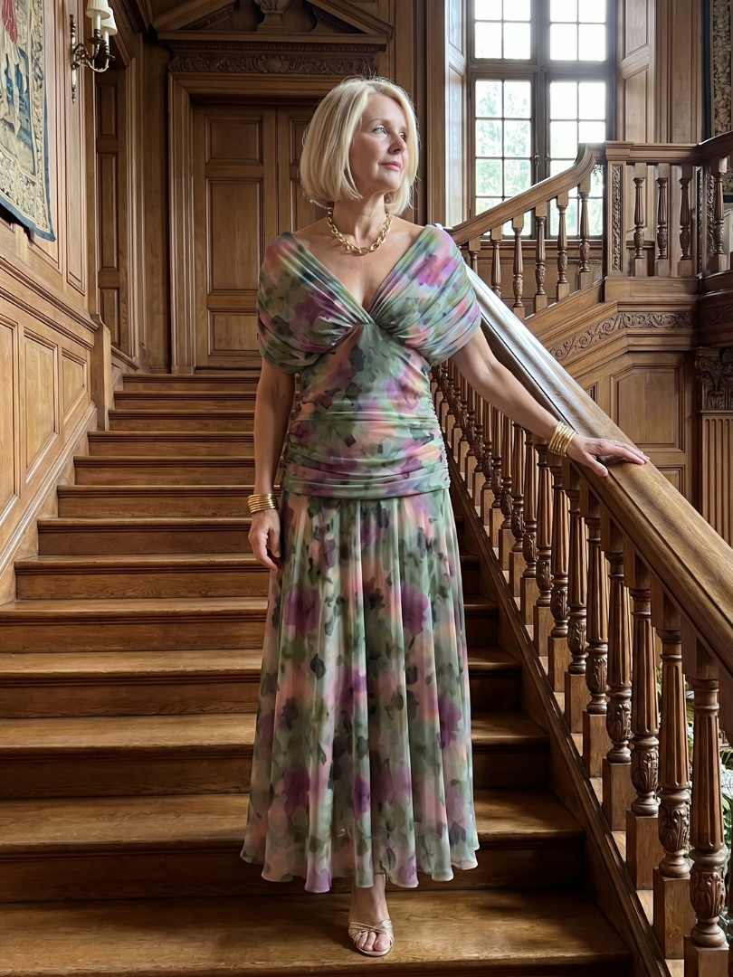 Calen Off Shoulder Flow Midi Dress by Roseworth London