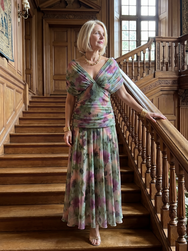 Calen Off Shoulder Flow Midi Dress by Roseworth London