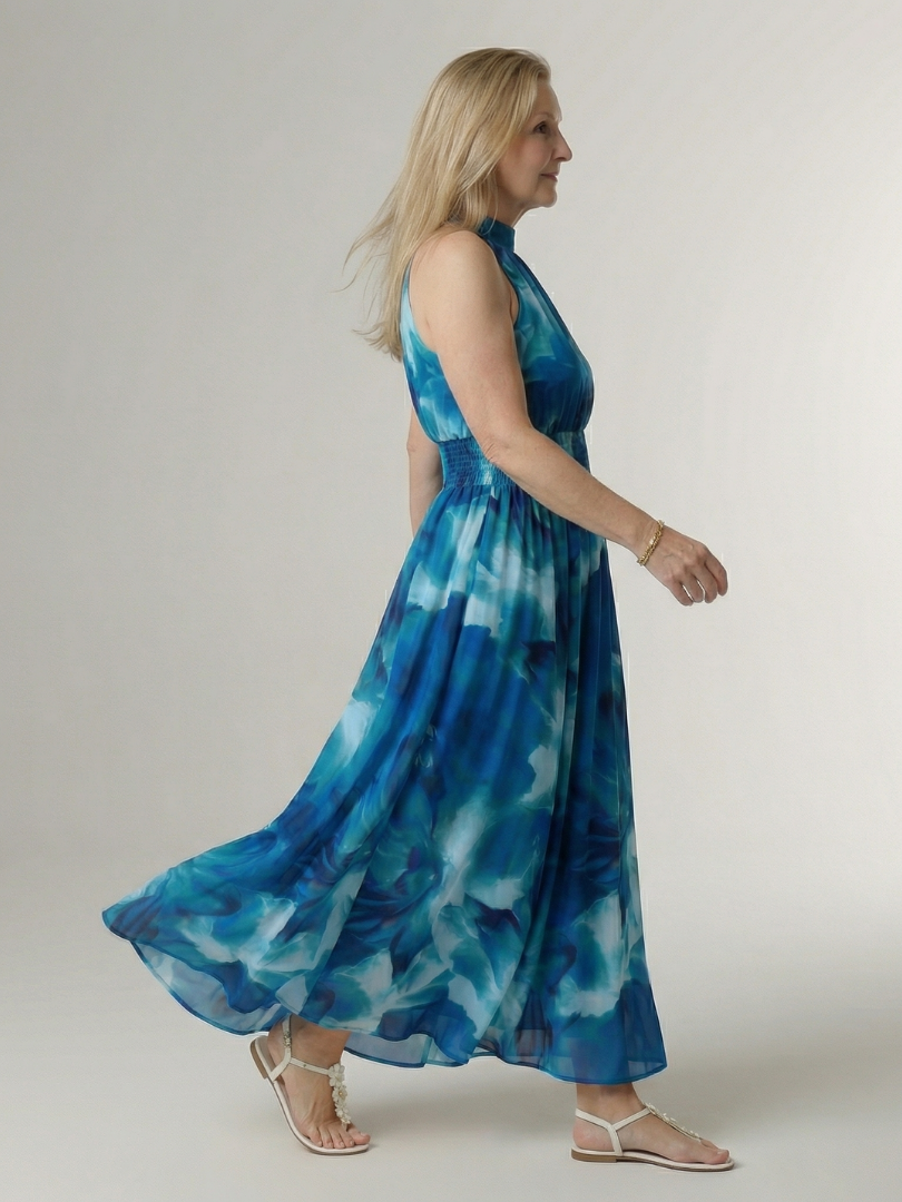 Sylin Gathered Halter Midi Dress by Roseworth London