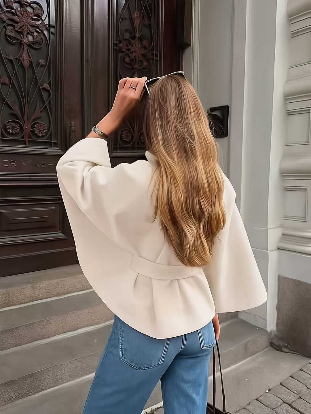 Elodie Button-Front Cape Coat