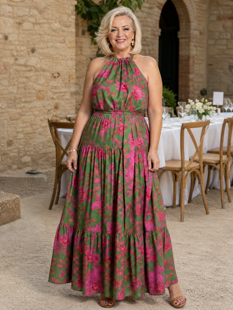 Rowen Draped Halter Midi Dress by Roseworth London