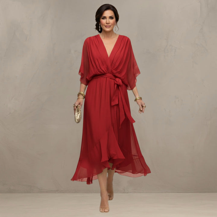 Marta Elegant Chiffon Midi Dress