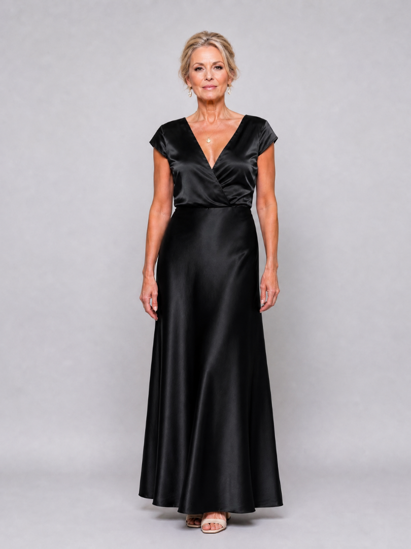 Samouse Cap Sleeve Wrap Bodice Maxi Dress by Roseworth London