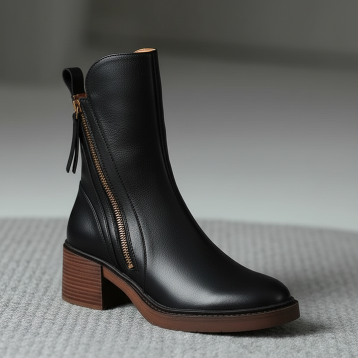 Pernelle Leather Block-Heel Boots