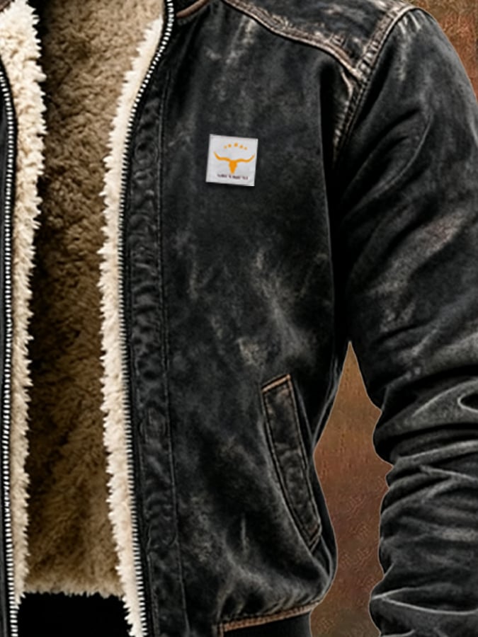 Noah Sherpa-Lined Leather-Look Bomber Jacket