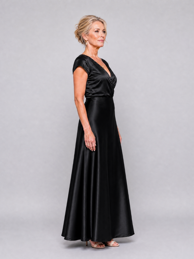Samouse Cap Sleeve Wrap Bodice Maxi Dress by Roseworth London