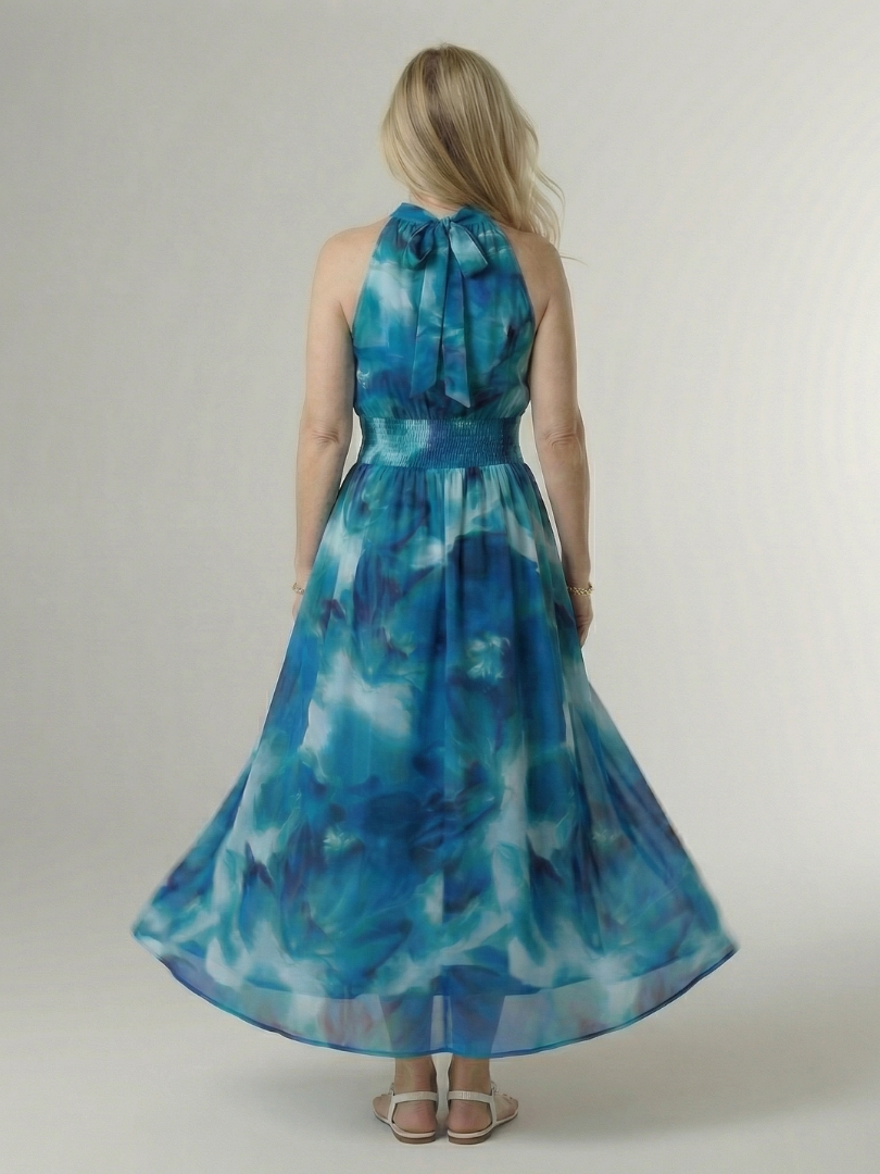 Sylin Gathered Halter Midi Dress by Roseworth London
