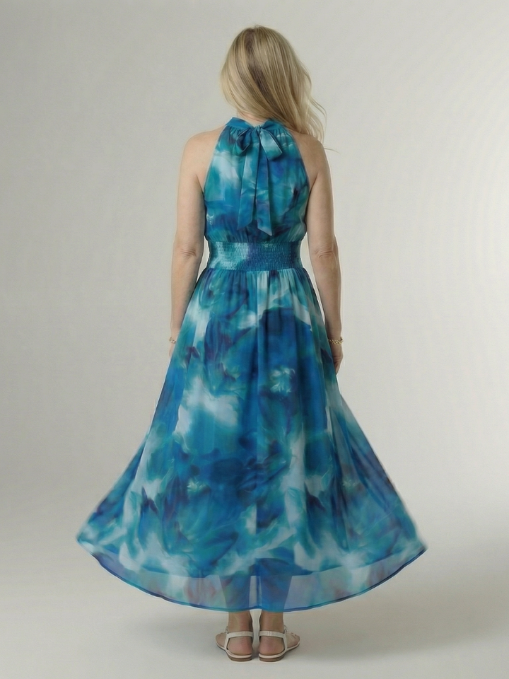 Sylin Gathered Halter Midi Dress by Roseworth London