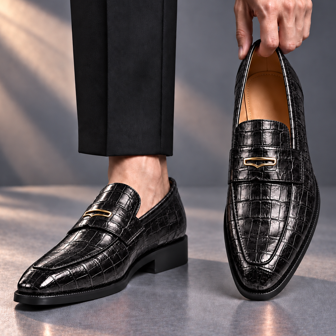 Alderton Refined Croc-Embossed Loafers