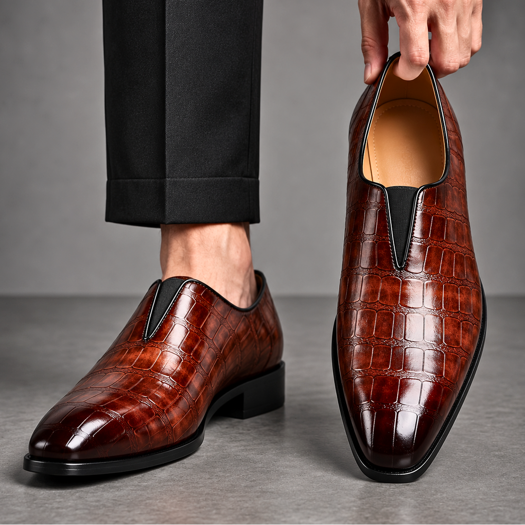Renzo Croc-Embossed Loafers
