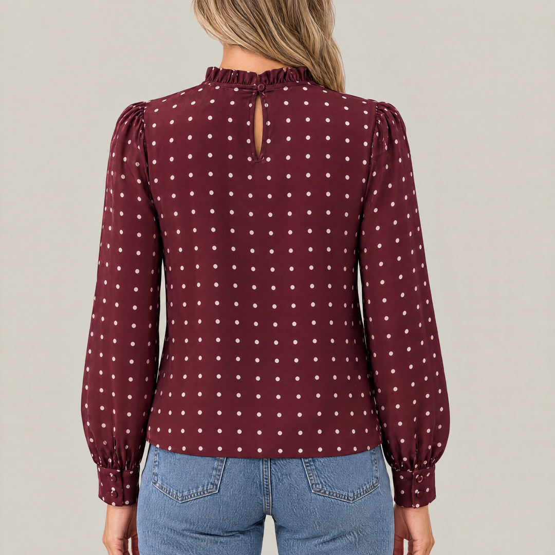 Mia Polka Dot Blouse with Ruffle Detail