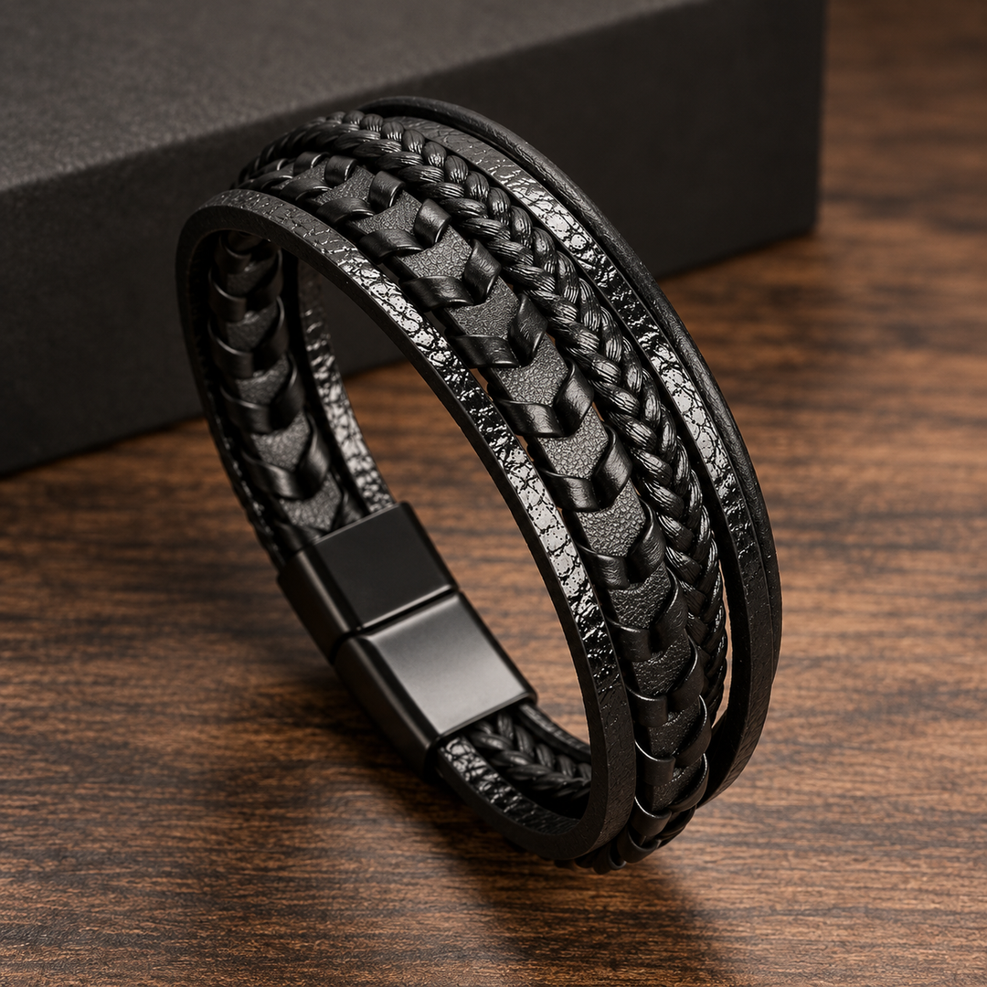 Bramwell Refined Braided Leather Bracelet