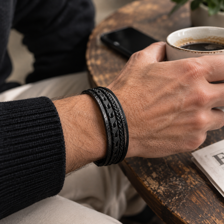 Bramwell Refined Braided Leather Bracelet