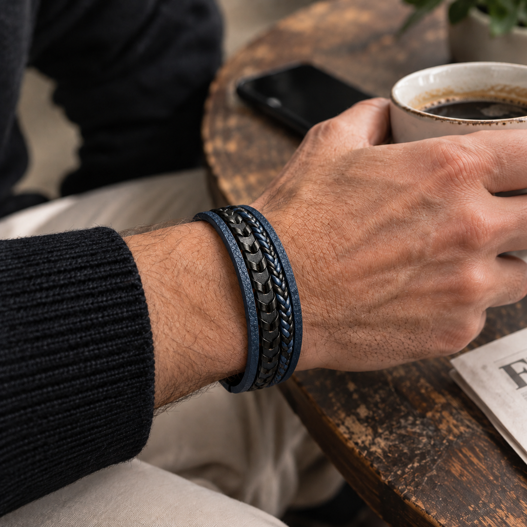 Bramwell Refined Braided Leather Bracelet