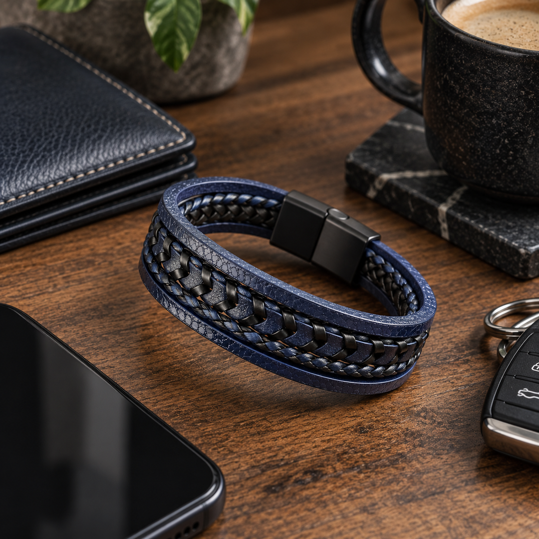 Bramwell Refined Braided Leather Bracelet