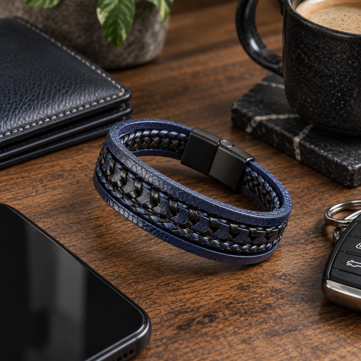 Bramwell Refined Braided Leather Bracelet