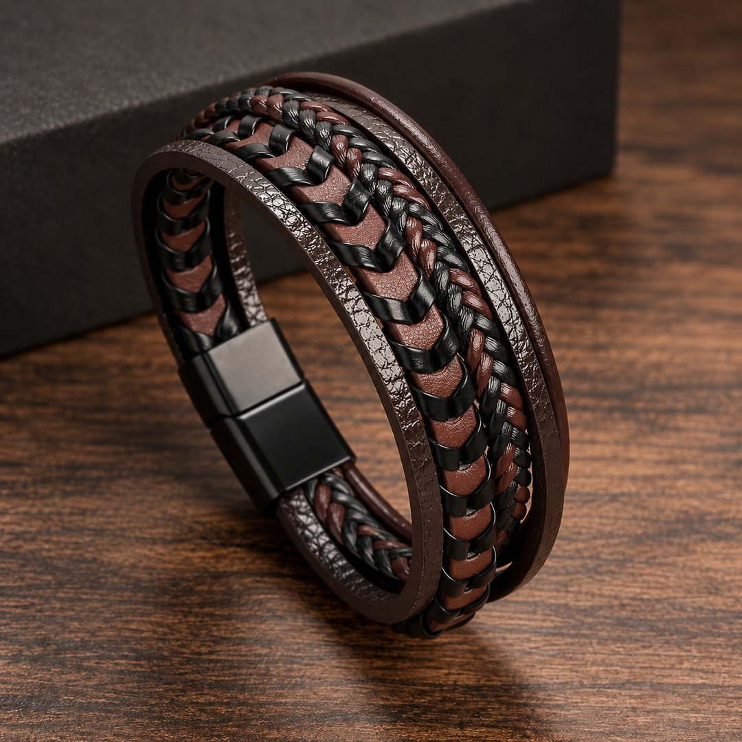 Bramwell Refined Braided Leather Bracelet