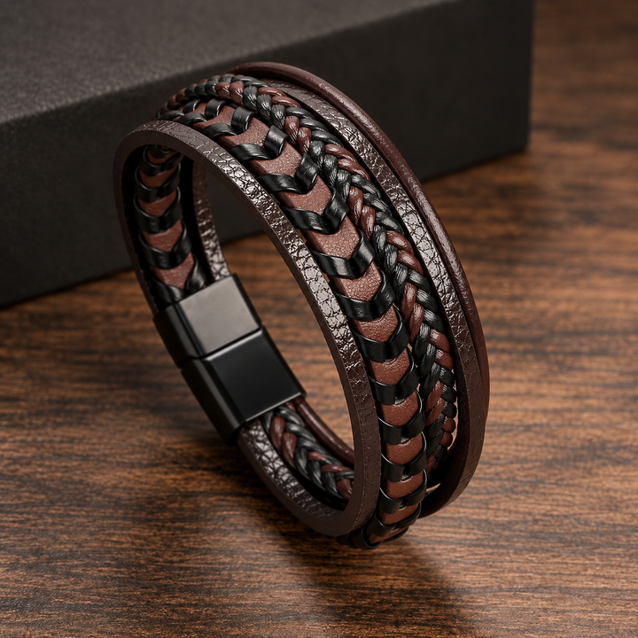 Bramwell Refined Braided Leather Bracelet
