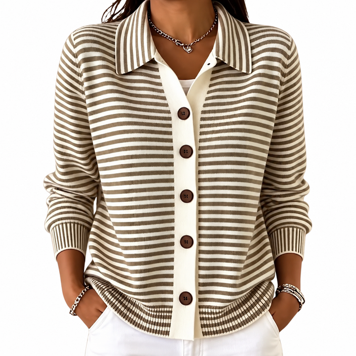 Elowen Timeless Striped Button Cardigan