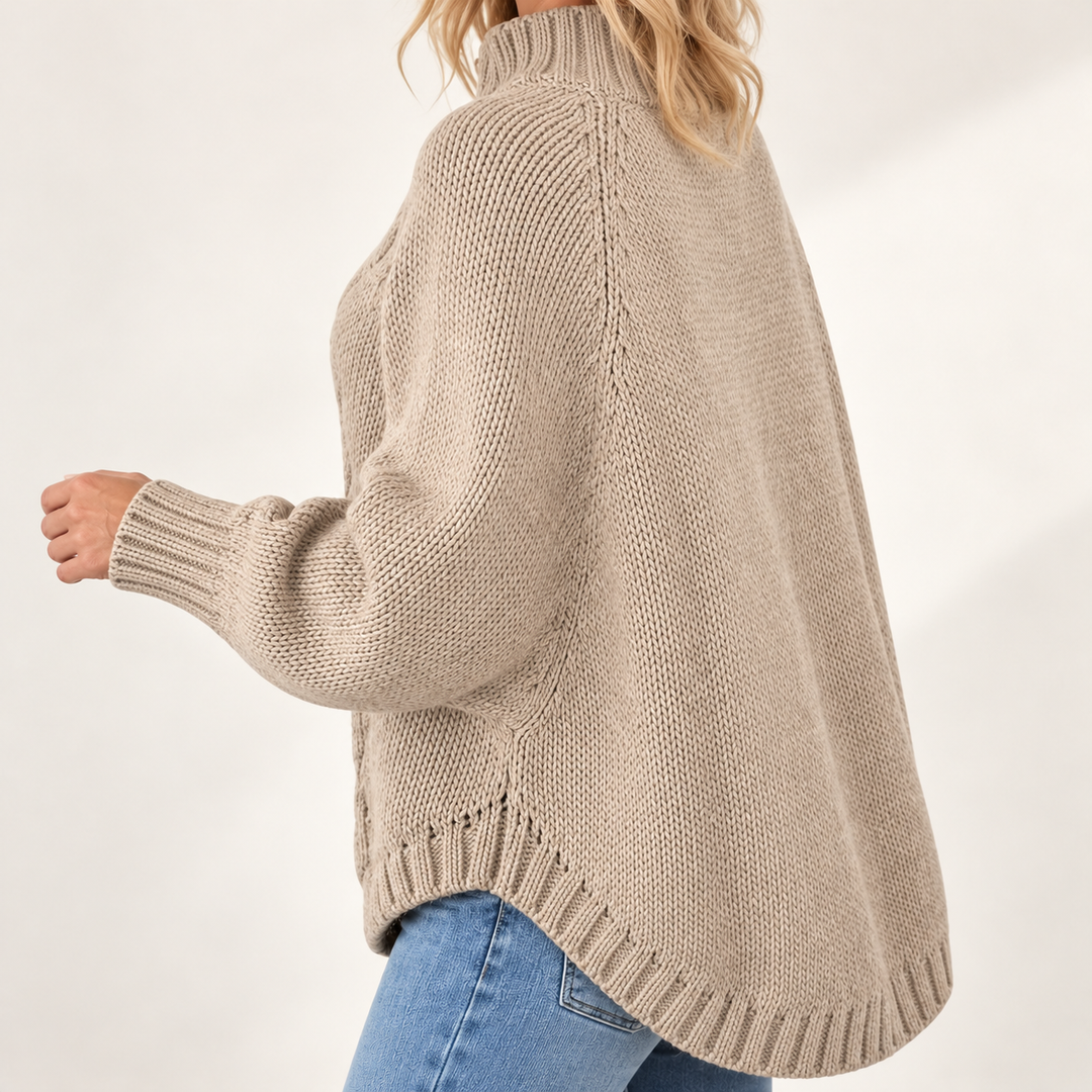 Harriet Flared-Hem High-Neck Jumper
