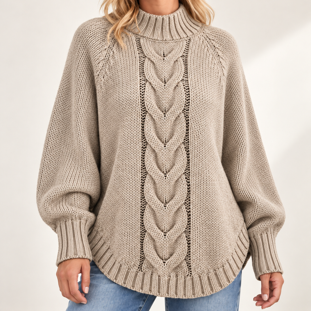 Harriet Flared-Hem High-Neck Jumper